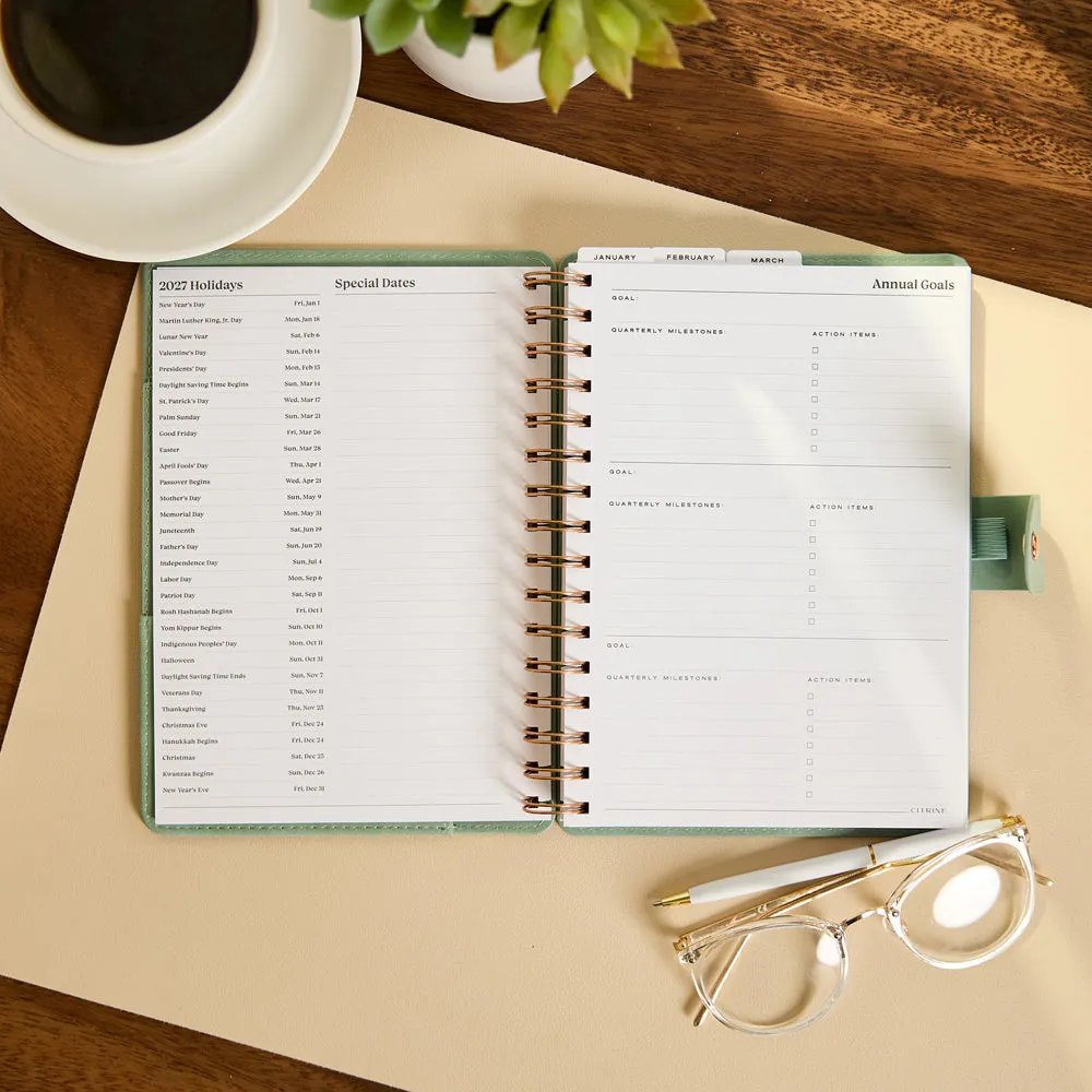 Happy Planner Citrine Sage Waves 2027 agenda A5 sage 12 mois