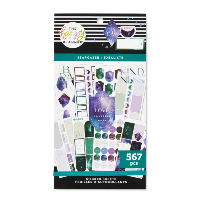 Happy Planner Among Stars stickers galaxy iridescent 567 pièces