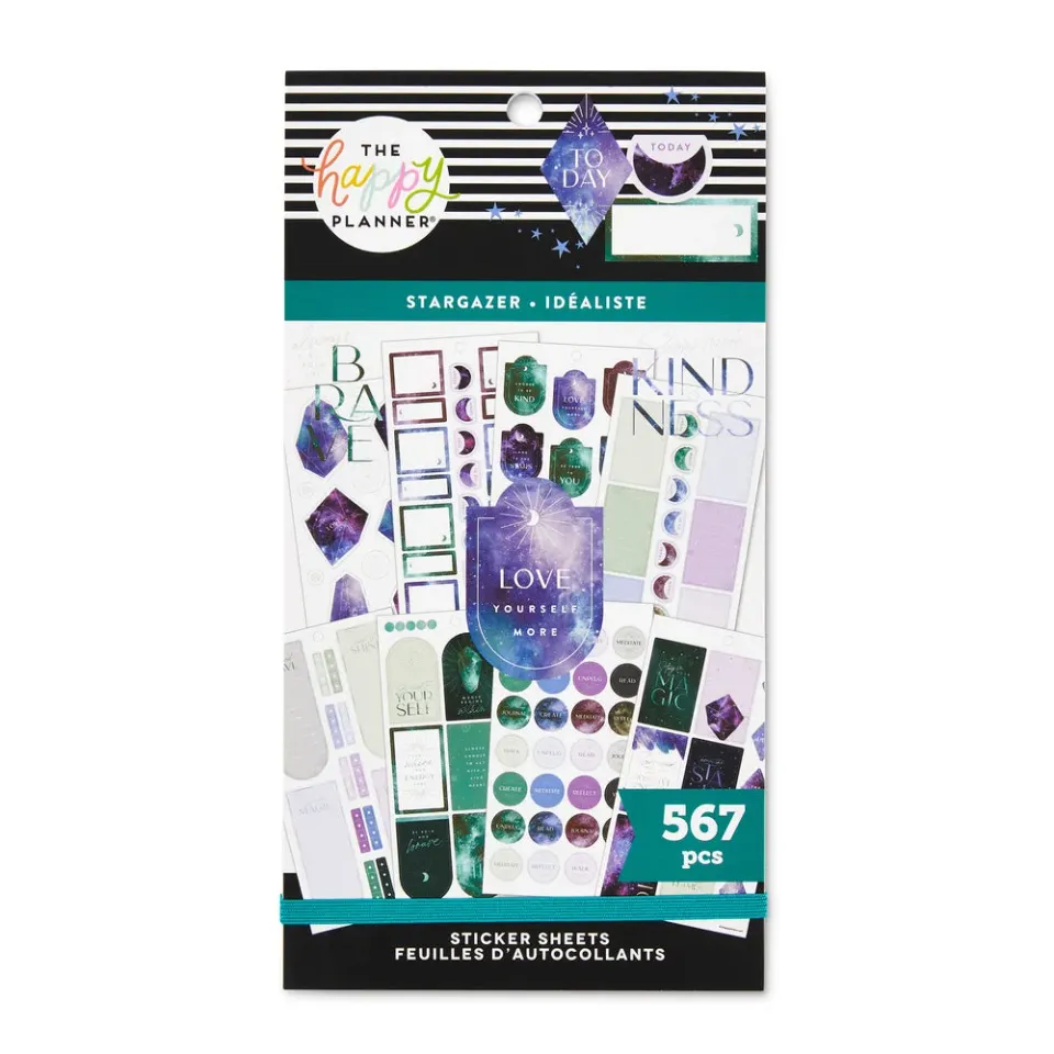 Happy Planner Among Stars stickers galaxy iridescent 567 pièces