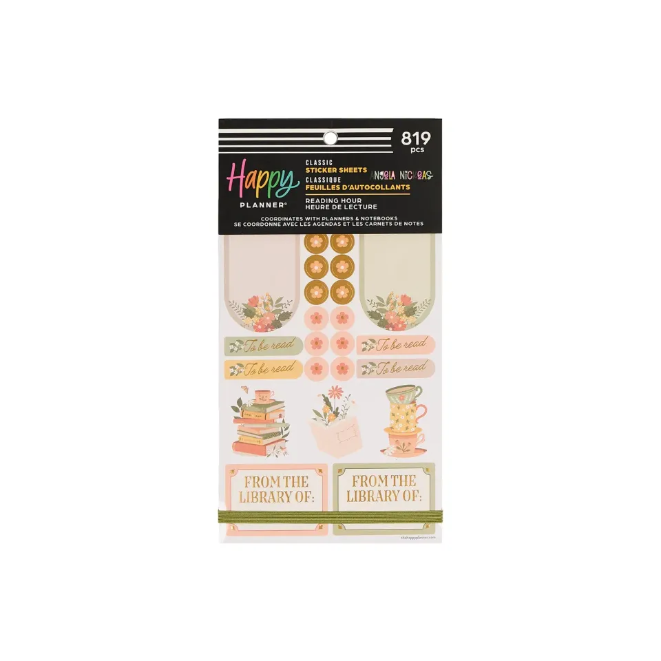 Happy Planner Reading Hour value pack stickers lecture Classic 30 planches