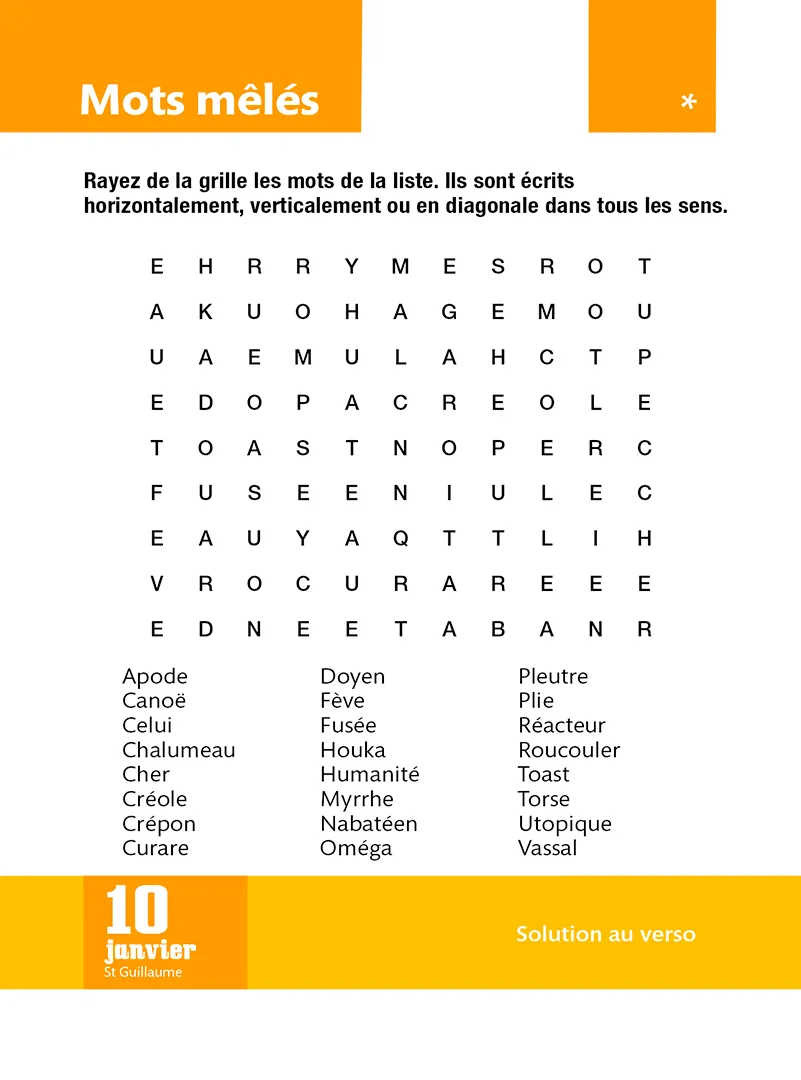 Frigobloc Jeux de lettres calendrier 365 jours à bloc grille
