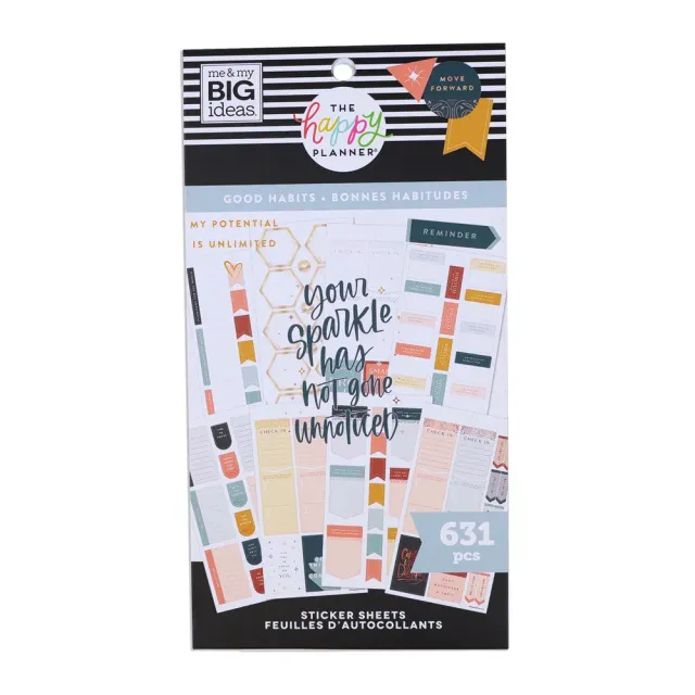 Happy Planner Good Habits Value Pack stickers 30 feuilles doré