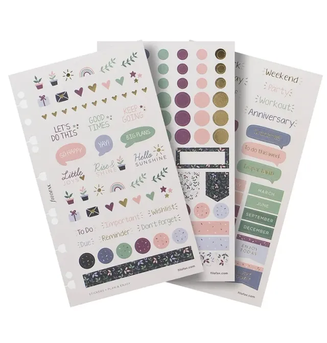 Filofax Garden stickers planning 6 feuilles rosé