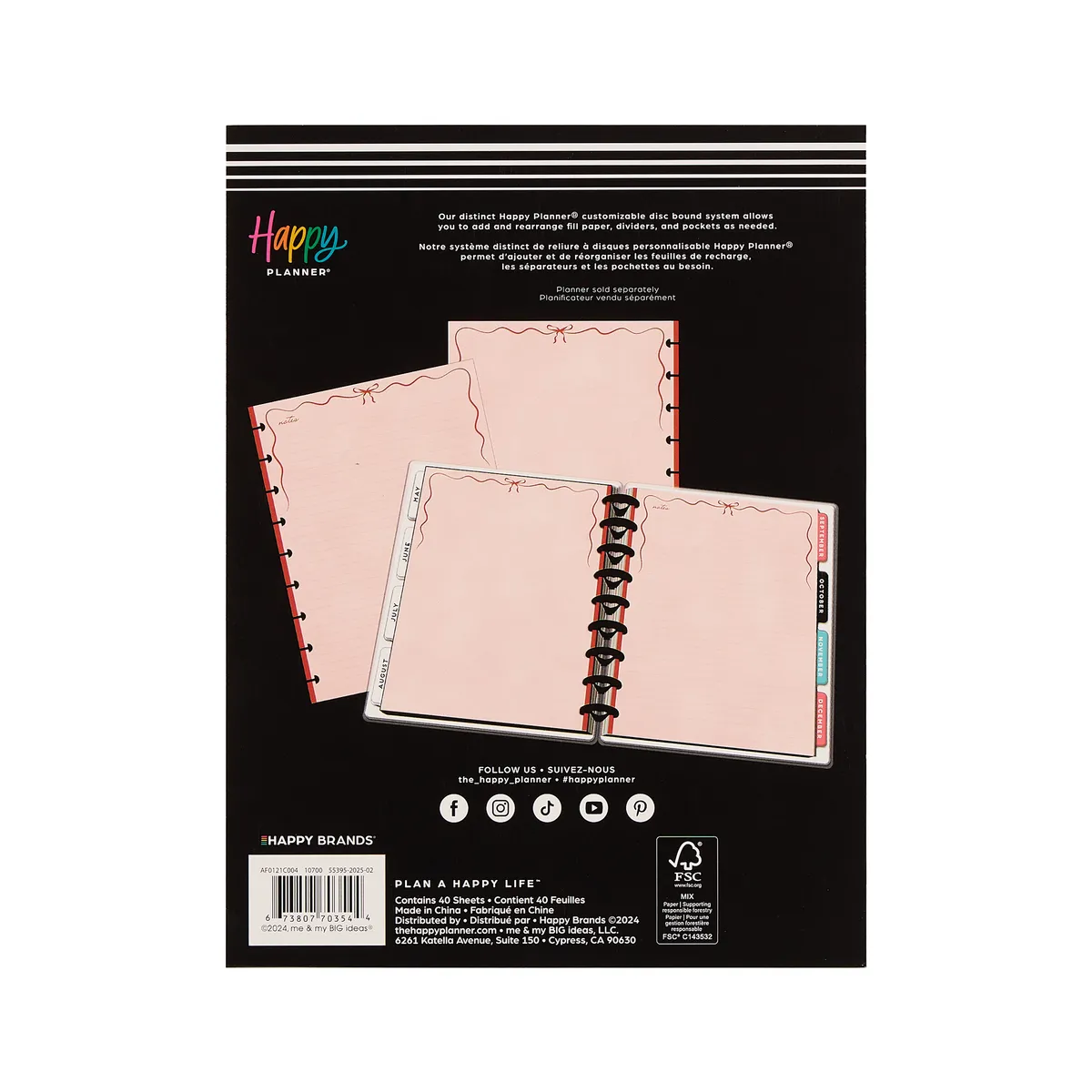 Happy Planner Sweet Studies recharge papier pointillé ligné 40