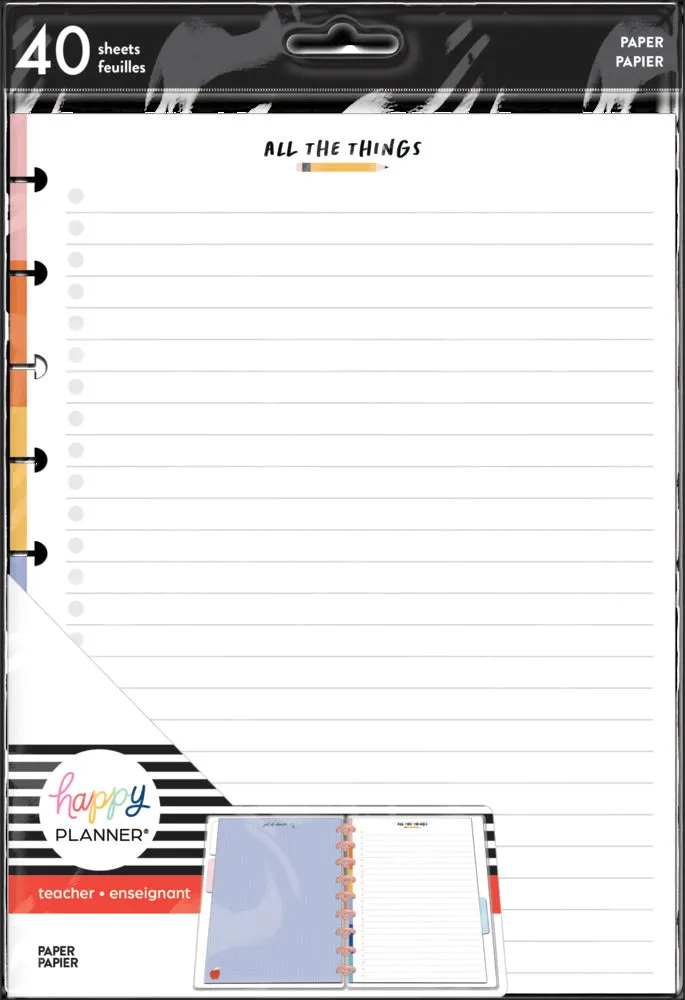 Happy Planner You Rule papier recharge Classic 40 feuilles