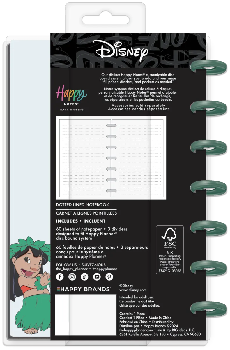 Happy Planner Disney Lilo & Stitch carnet Mini 60 feuilles ligné