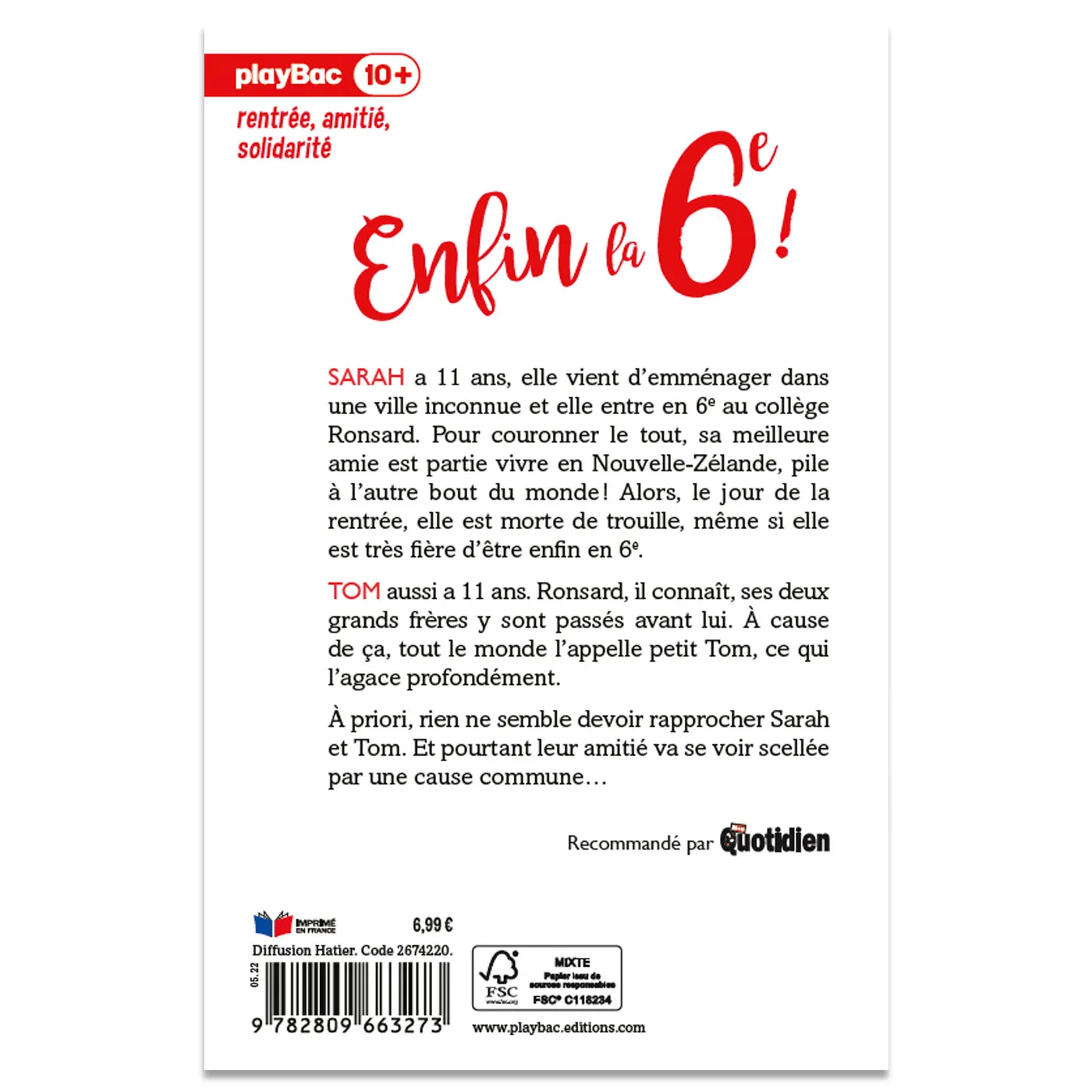 Frigobloc Enfin la 6e ! premier roman collège rentrée
