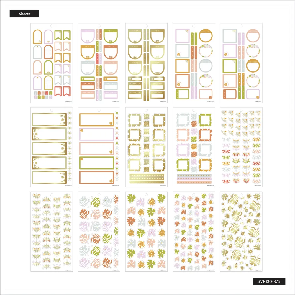 Happy Planner Desert Thistle stickers mini 894 floraux doré
