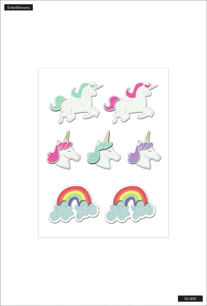 Me & my big ideas Unicorns Rainbows planche stickers 7 mousse