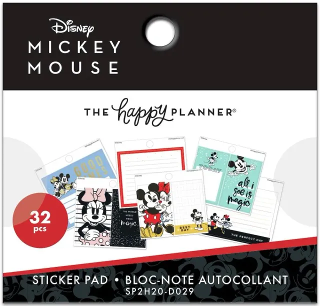 Happy Planner Disney Mickey Minnie bloc stickers 20 feuilles