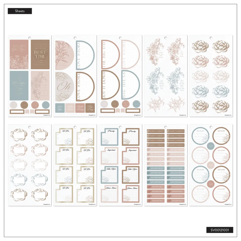 Happy Planner Love Blooms stickers mariage Big 1291 pièces