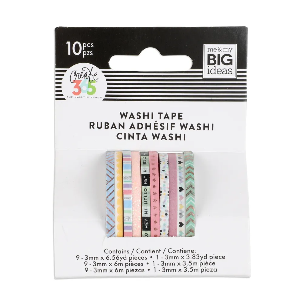 Happy Planner Pastel washi tape fin x10 rouleaux 3 mm