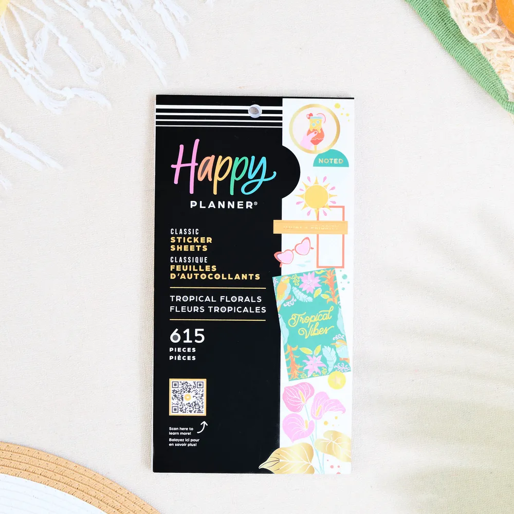 Happy Planner Tropical Florals carnet stickers 30 feuilles tropical
