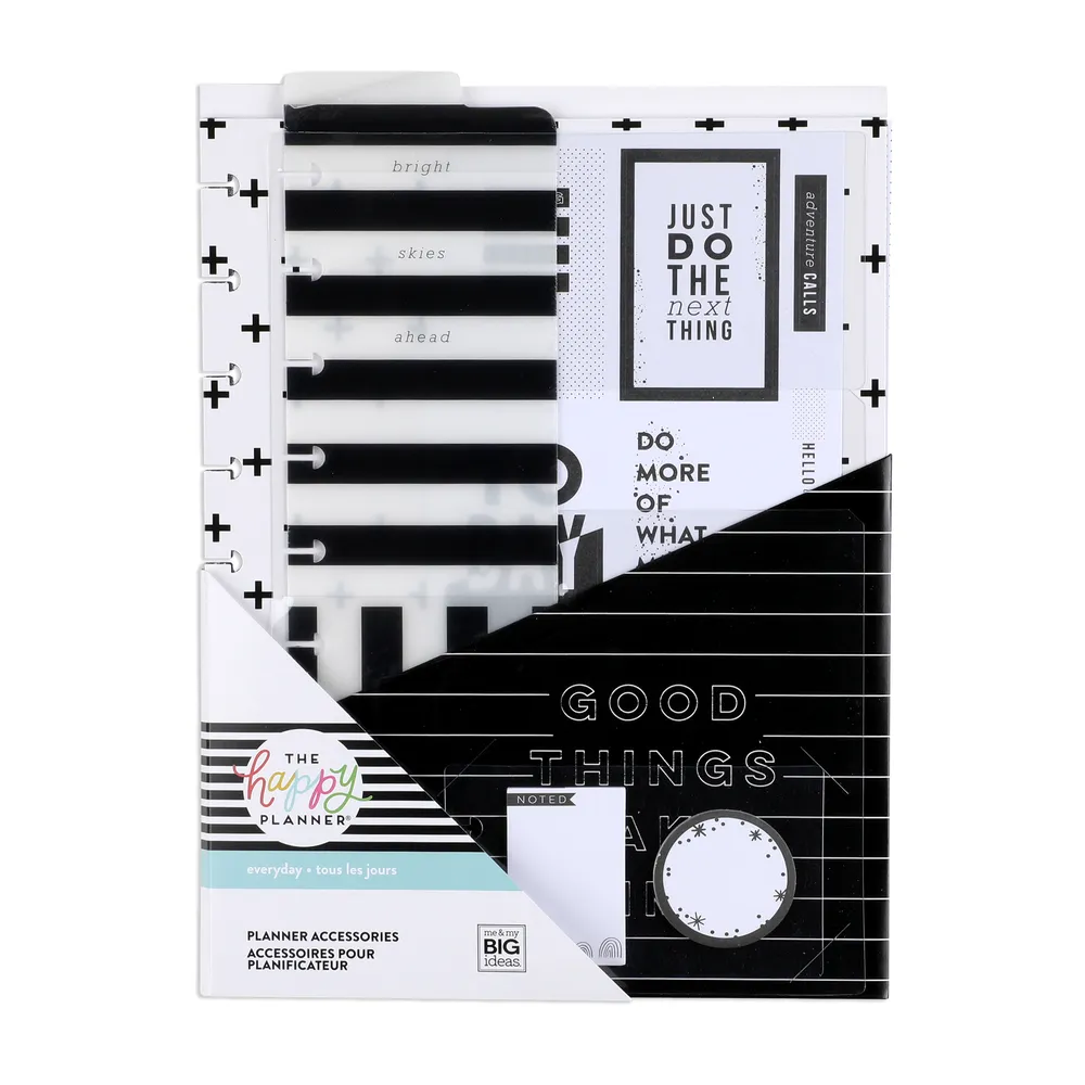 Happy Planner Classic pack accessoires Black & White noir blanc