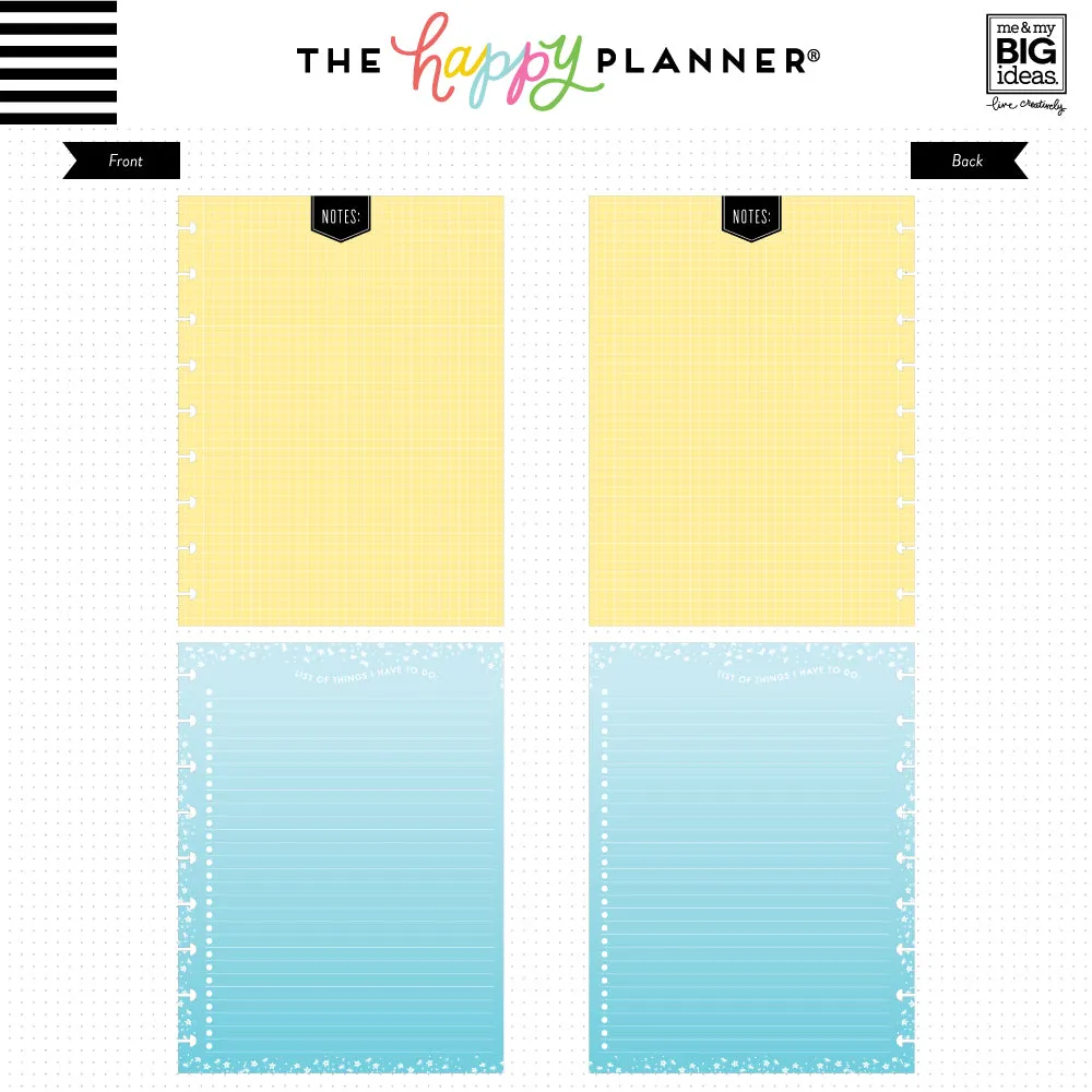 Happy Planner Colorful papier recharge classic 40 feuilles 4 couleurs