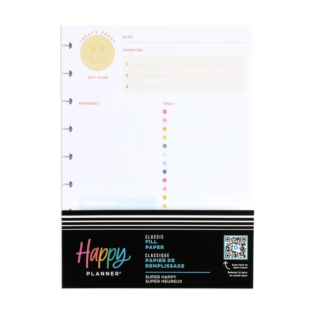 Happy Planner Super Happy recharge dashboard Classic 40 feuilles