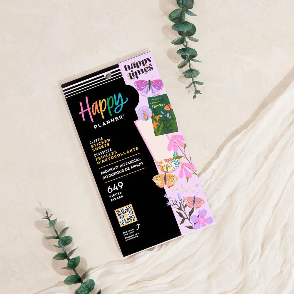 Happy Planner Midnight Botanical stickers Classic 649 pièces