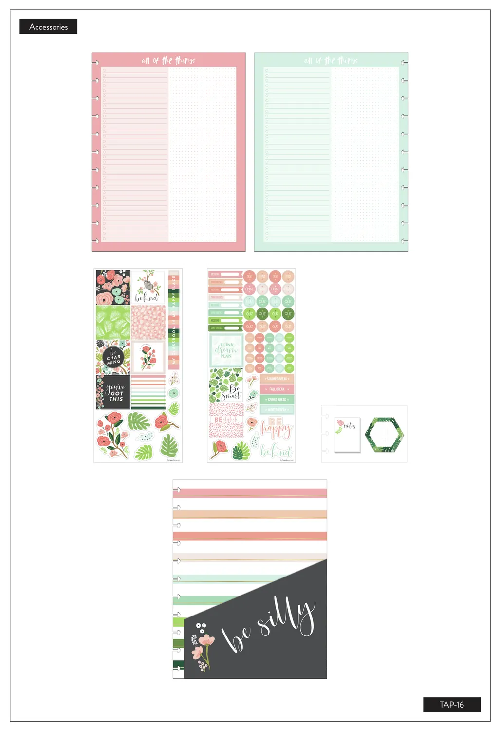 Happy Planner Be Kind kit accessoires agenda big enseignant 143 pcs