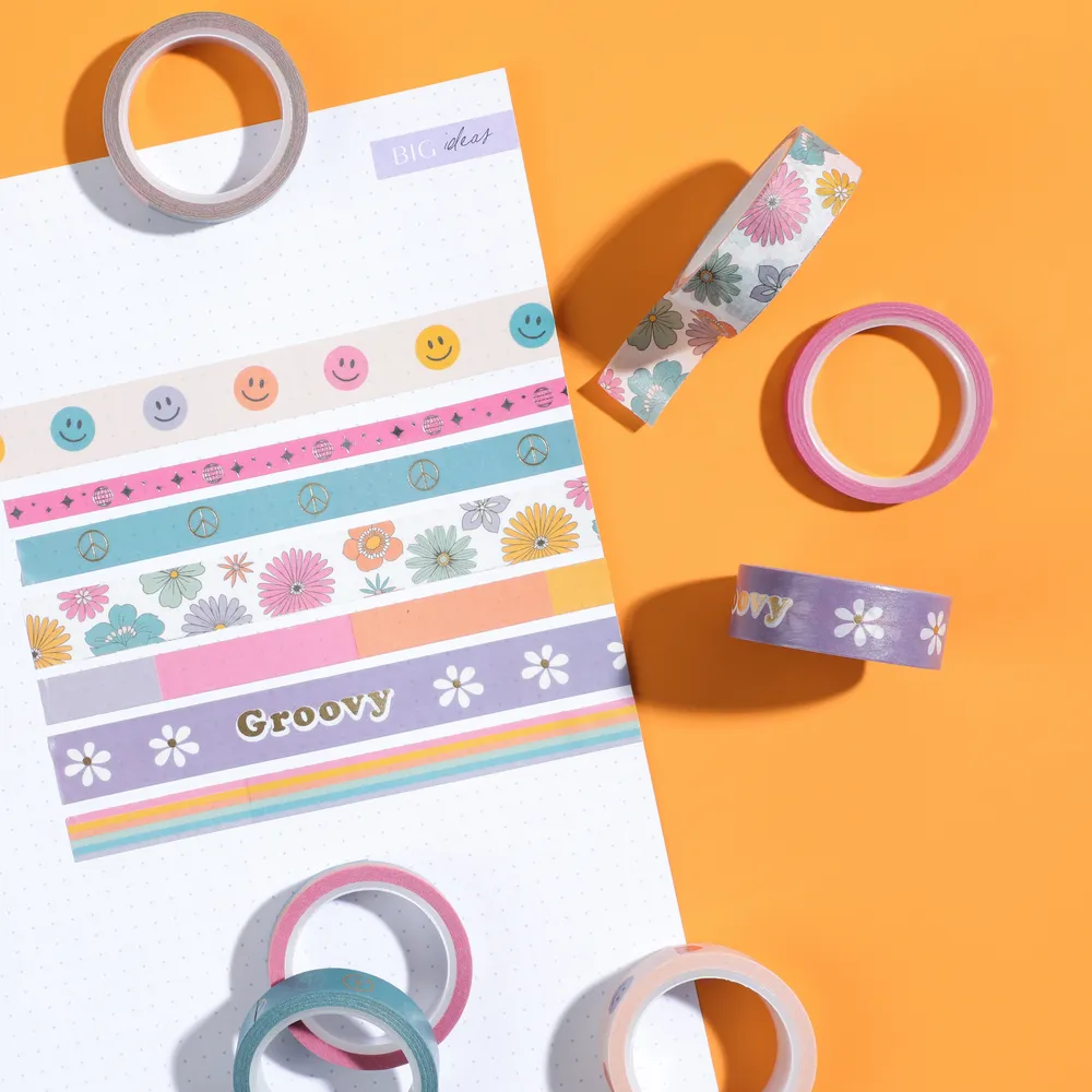 Happy Planner Decades 70s washi tape 7 rouleaux rétro