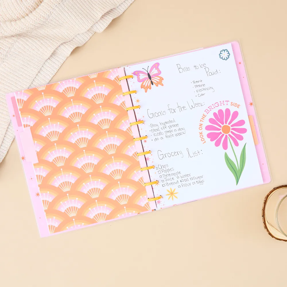 Happy Planner Retro Sunset Cat Coq carnet pointillé 60 feuilles