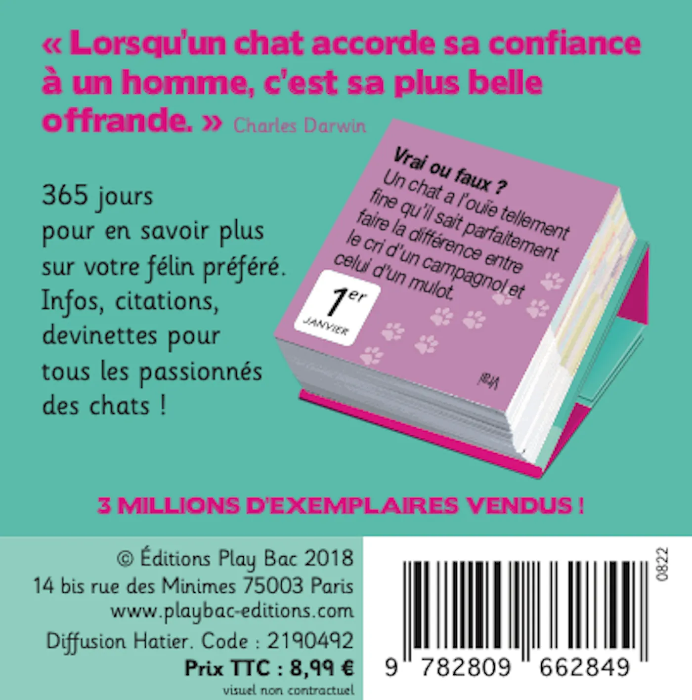 Frigobloc 365 jours avec les chats mini calendrier annuel