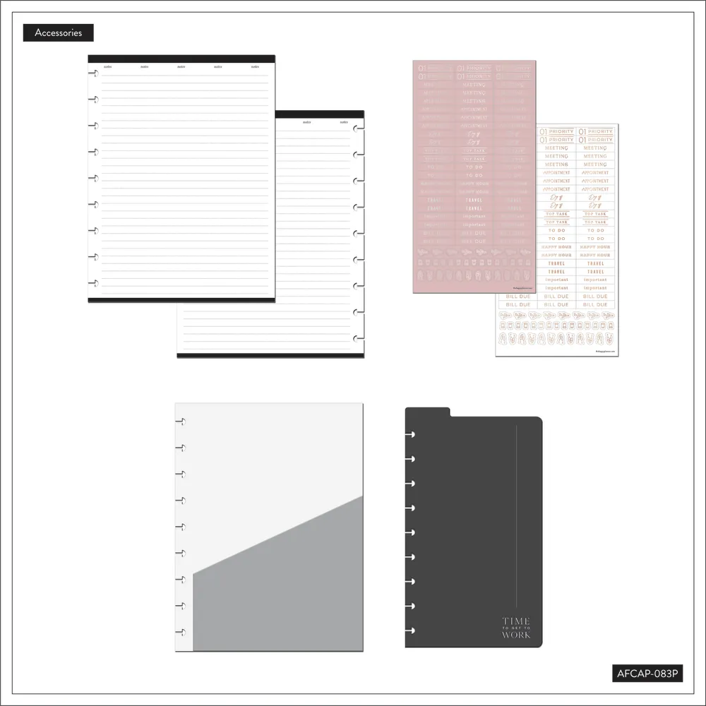 Happy Planner Work Life Onyx pack accessoires Classic noir