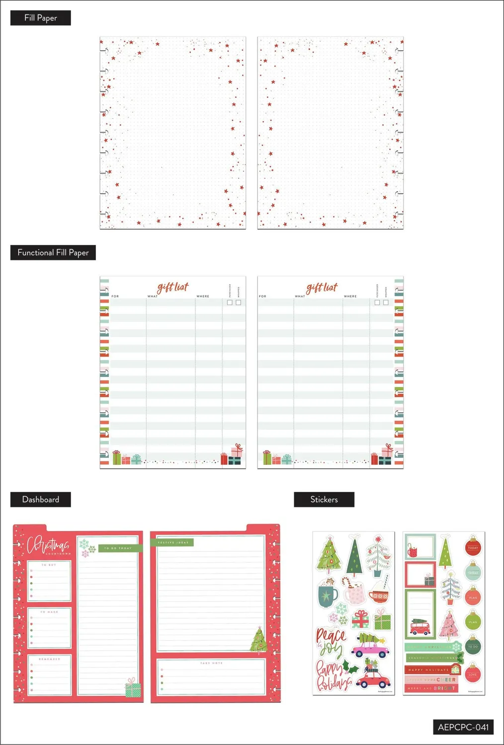Happy Planner Christmas Classic kit compagnon accessoires Noël