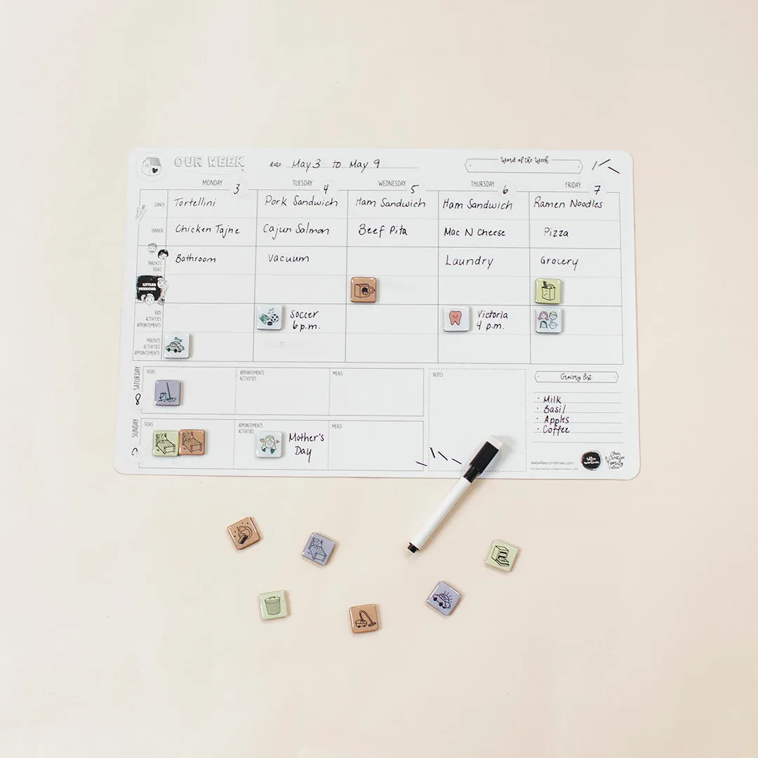 Les Belles Combines Planning familial hebdomadaire magnétique effaçable