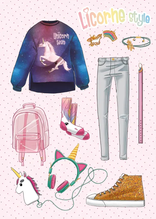 Frigobloc Mode Licorne cahier créatif stickers pochoirs