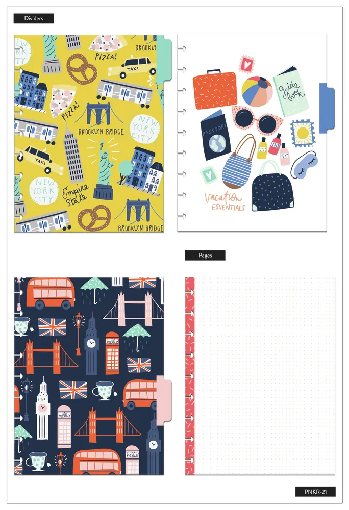 Happy Planner Wanderlust kit carnet classic pointillé + stickers