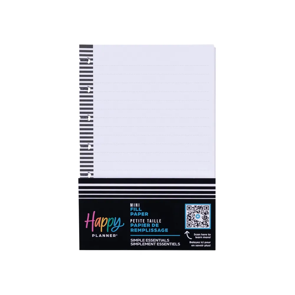 Happy Planner Simple Essentials recharge papier ligné pointillé mini 40 feuilles
