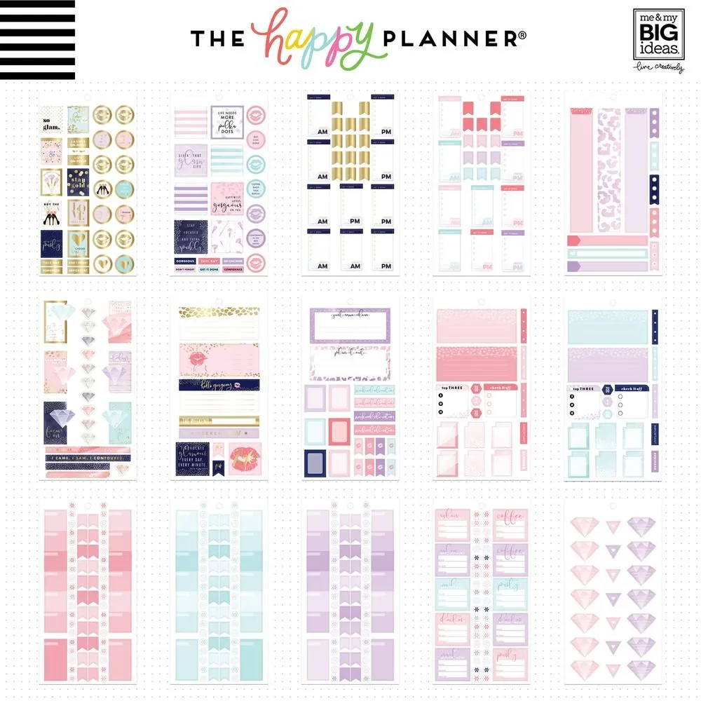 Happy Planner Glam Girl Mini Value Pack stickers 975 pièces
