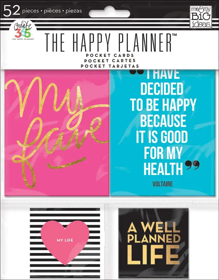 Happy Planner Pocket Cards 52 cartes doré inspiration