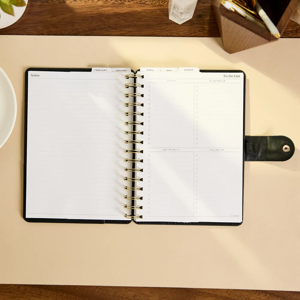Citrine Midnight Micro Dots planner spiral A5 2027 pro 12 mois noir