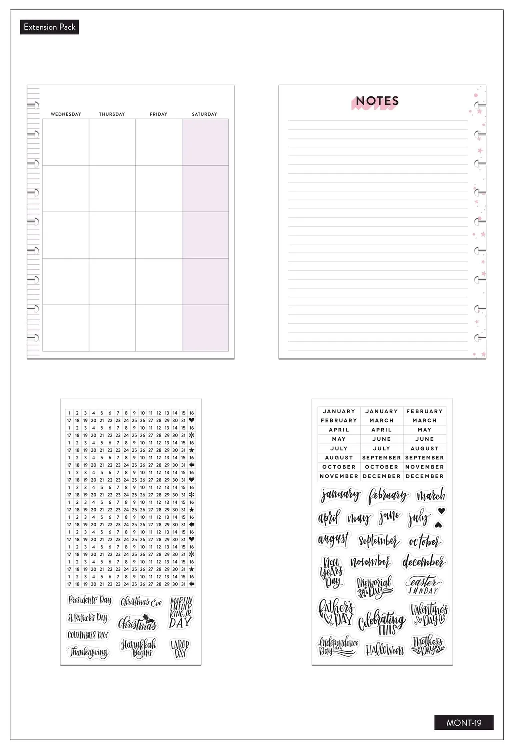 Happy Planner Monthly Sunshine extension 12 mois Classic