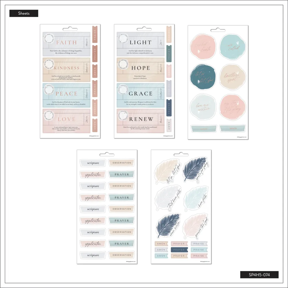 Happy Planner Coastal Faith stickers 5 feuilles versets