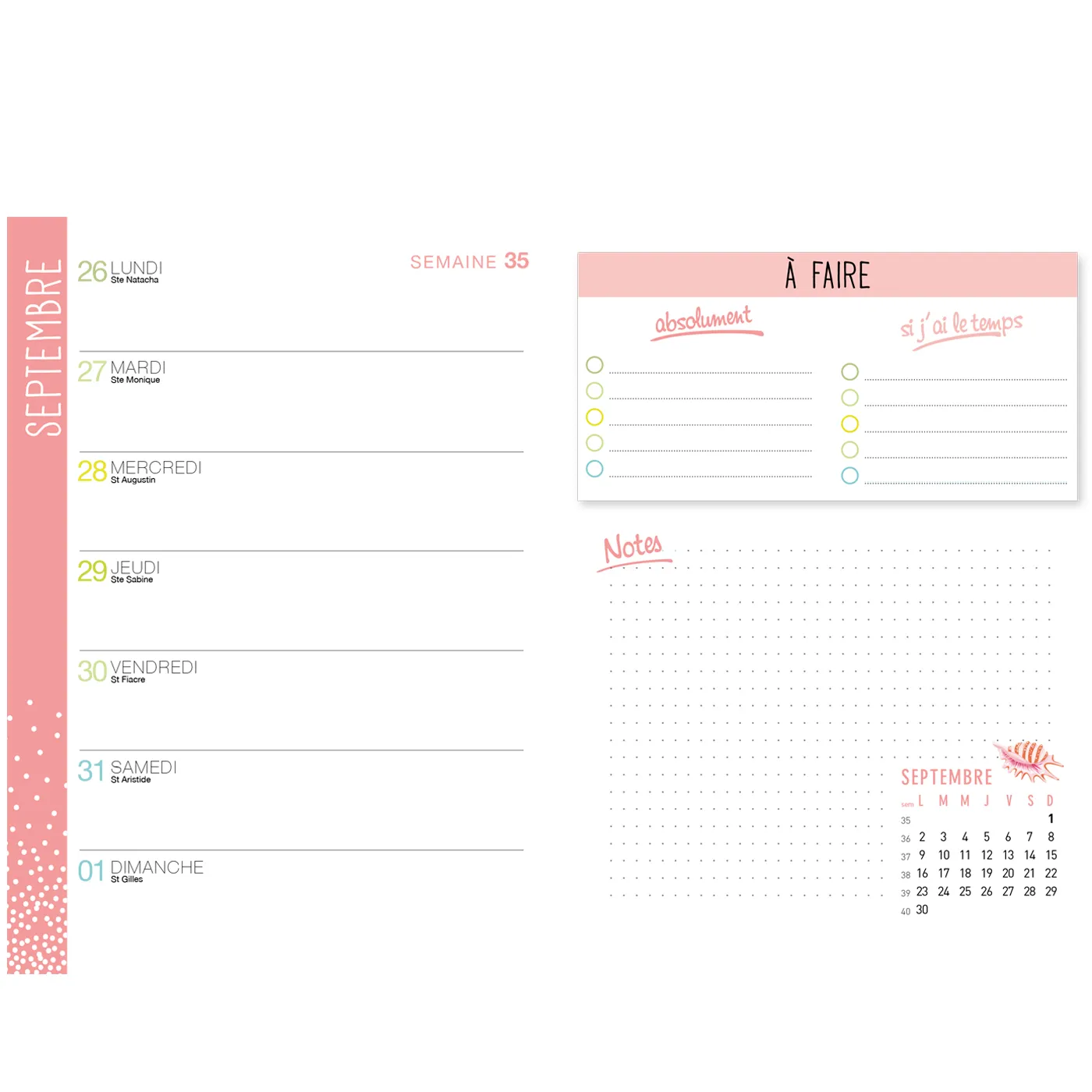 Frigobloc Famille Organisée 2020 agenda poche rose semaine famille