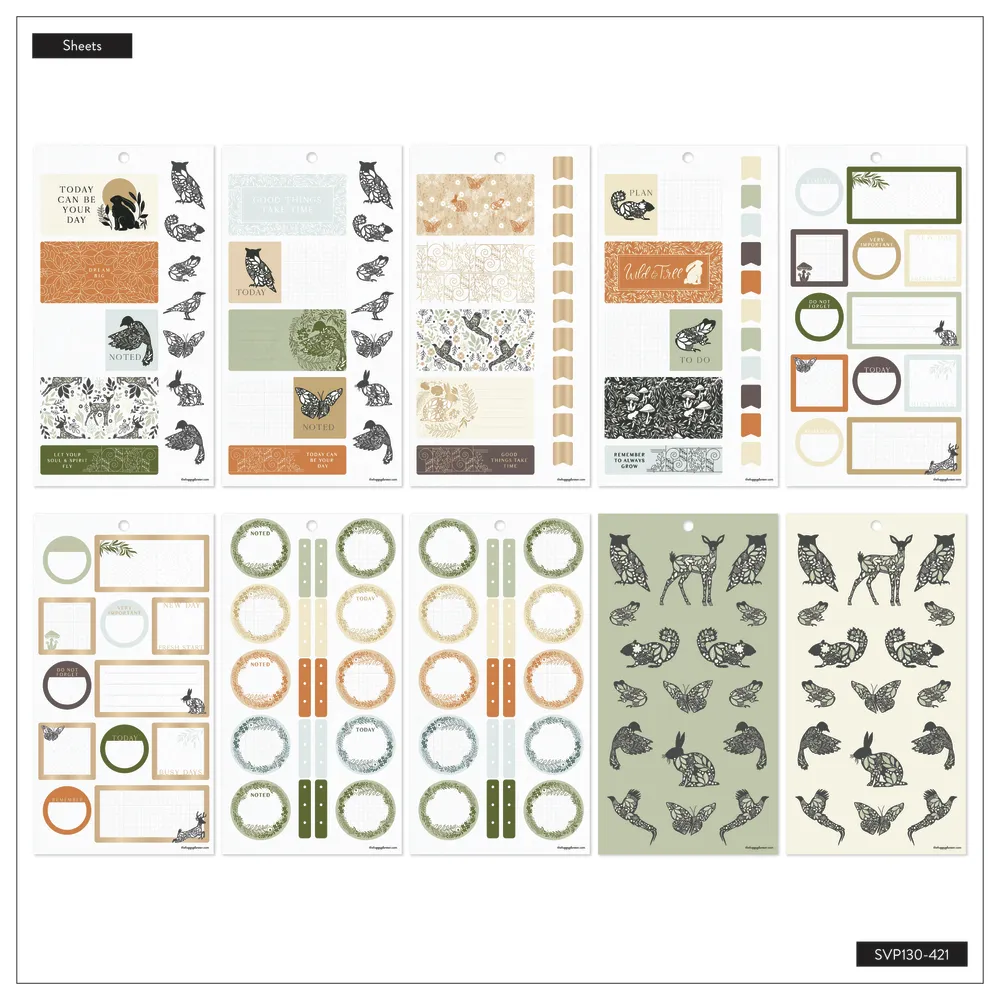 Happy Planner Wild Woods stickers 30 feuilles 719 pièces
