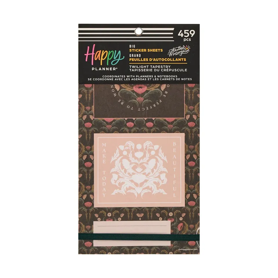 Happy Planner Twilight Tapestry stickers Big 30 feuilles floral