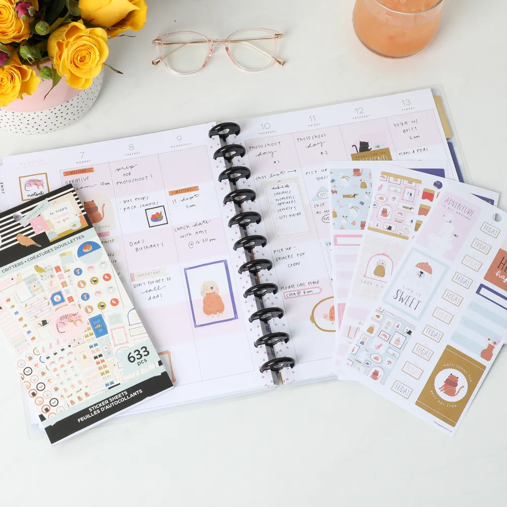 Happy Planner Cozy Pet Critters stickers 633 doré