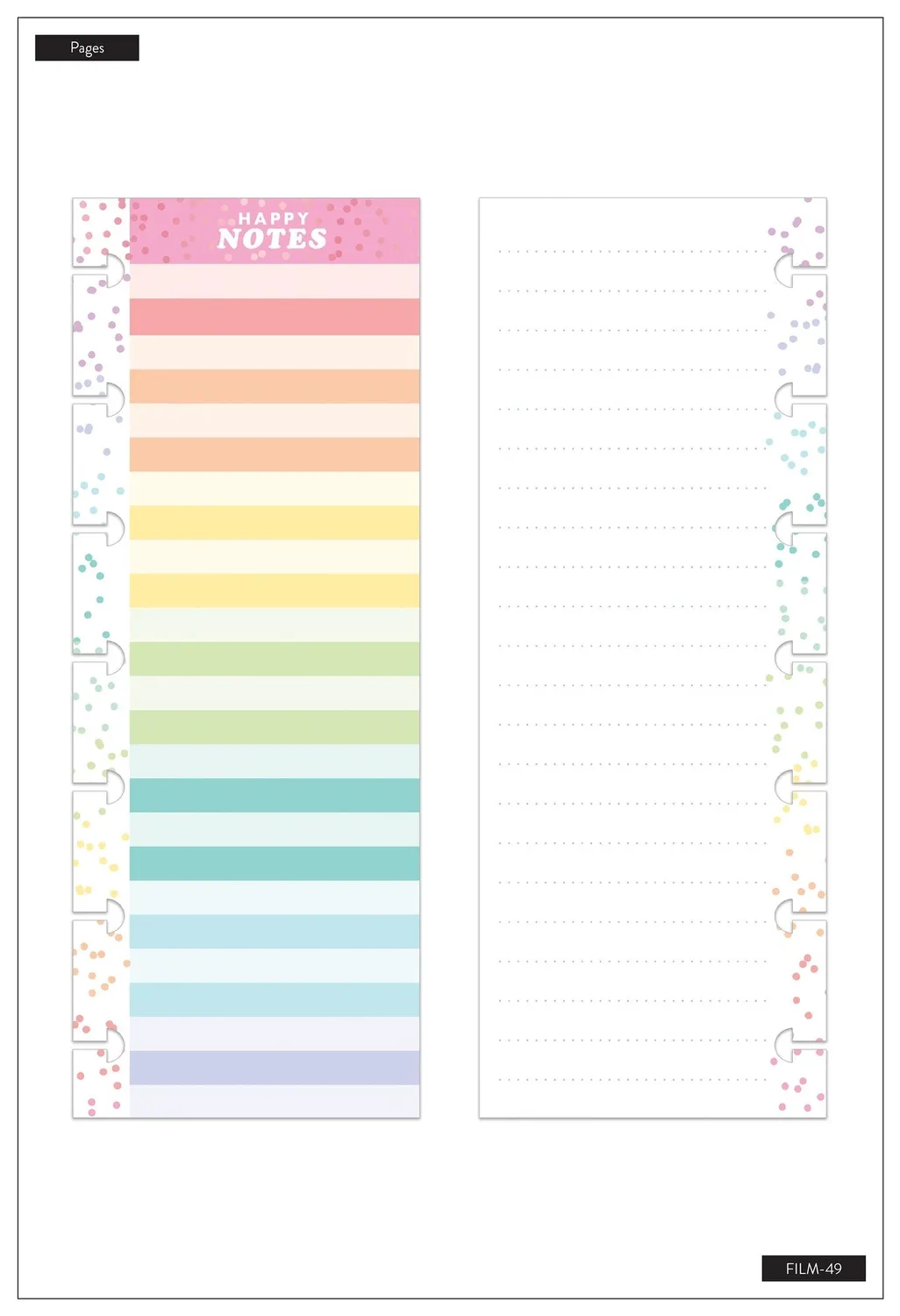 Happy Planner mini papier recharge rayures couleur 60 feuilles