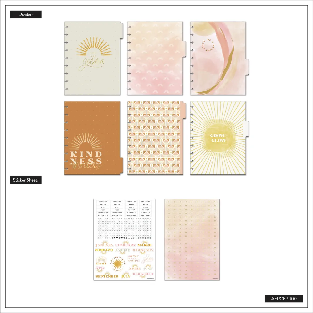 Happy Planner Golden Hour Classic Vertical recharge agenda 6 mois non datée