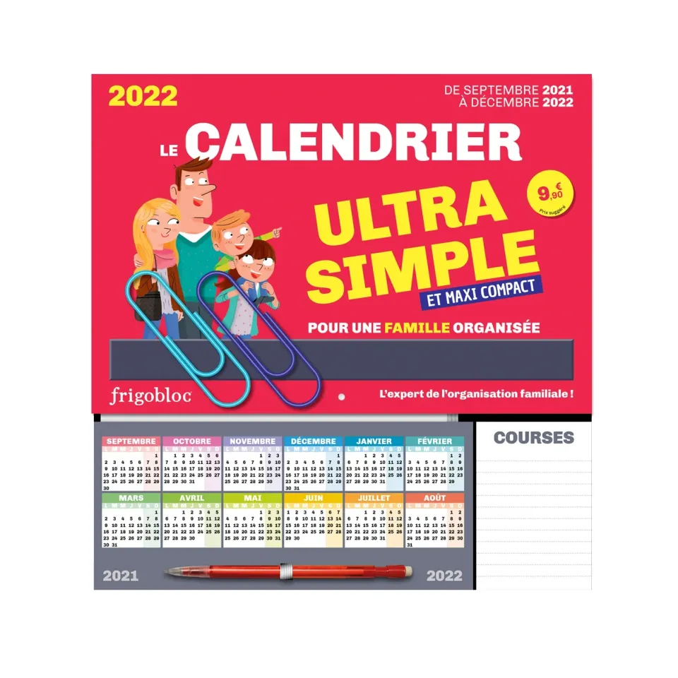 Frigobloc Mini Ultra Simple calendrier familial sept 2021-déc 2022