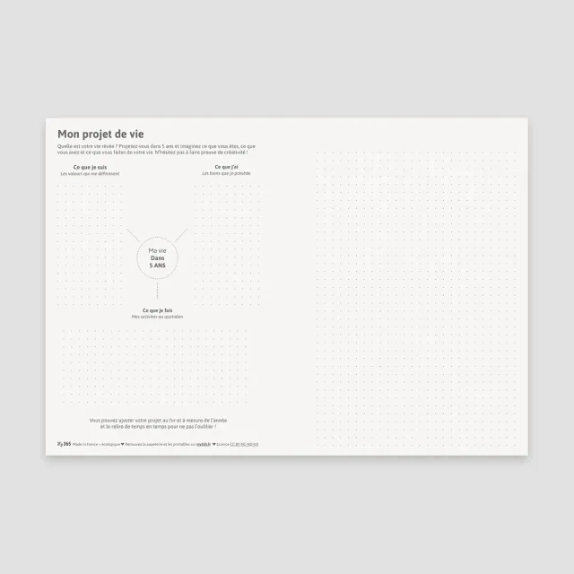 My365 Mon projet de vie PDF printable à écrire