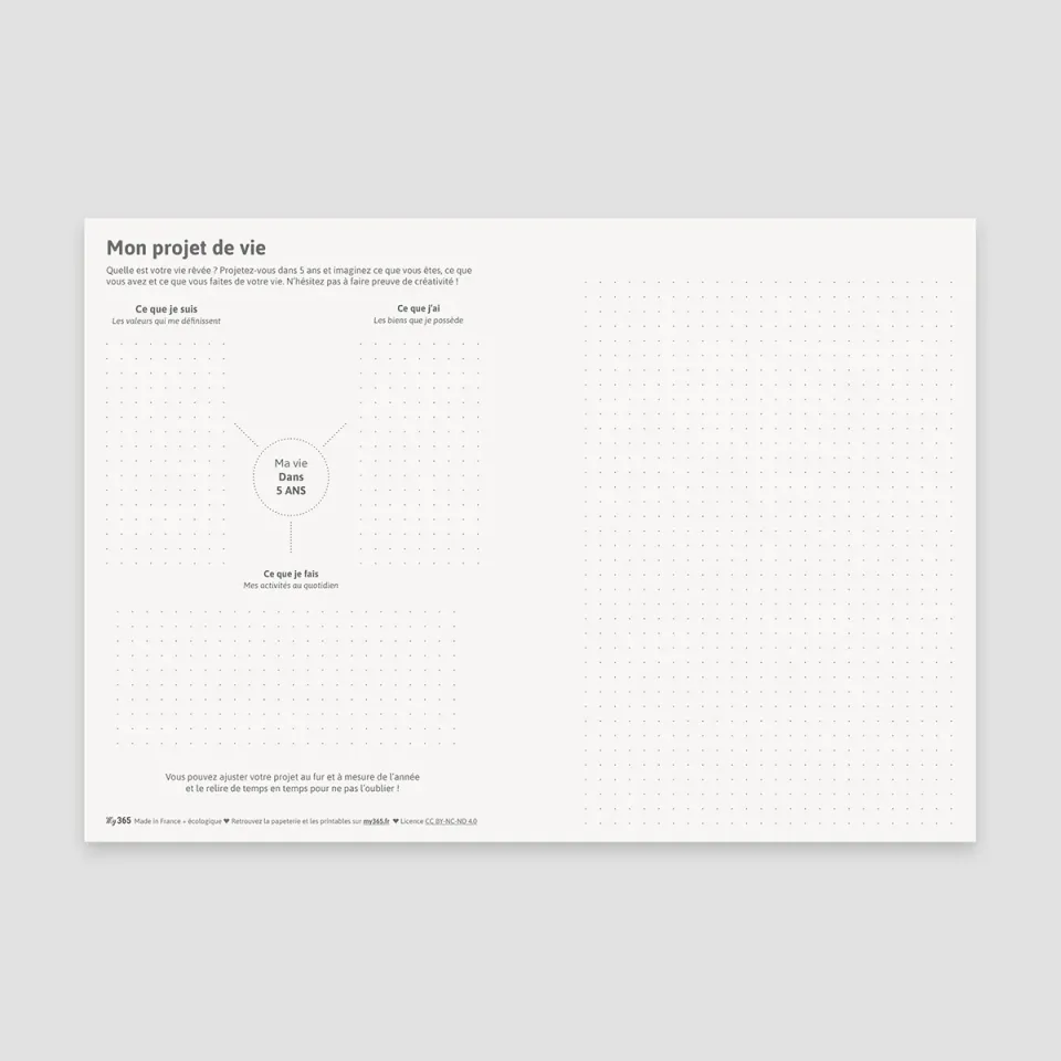 My365 Mon projet de vie PDF printable à écrire