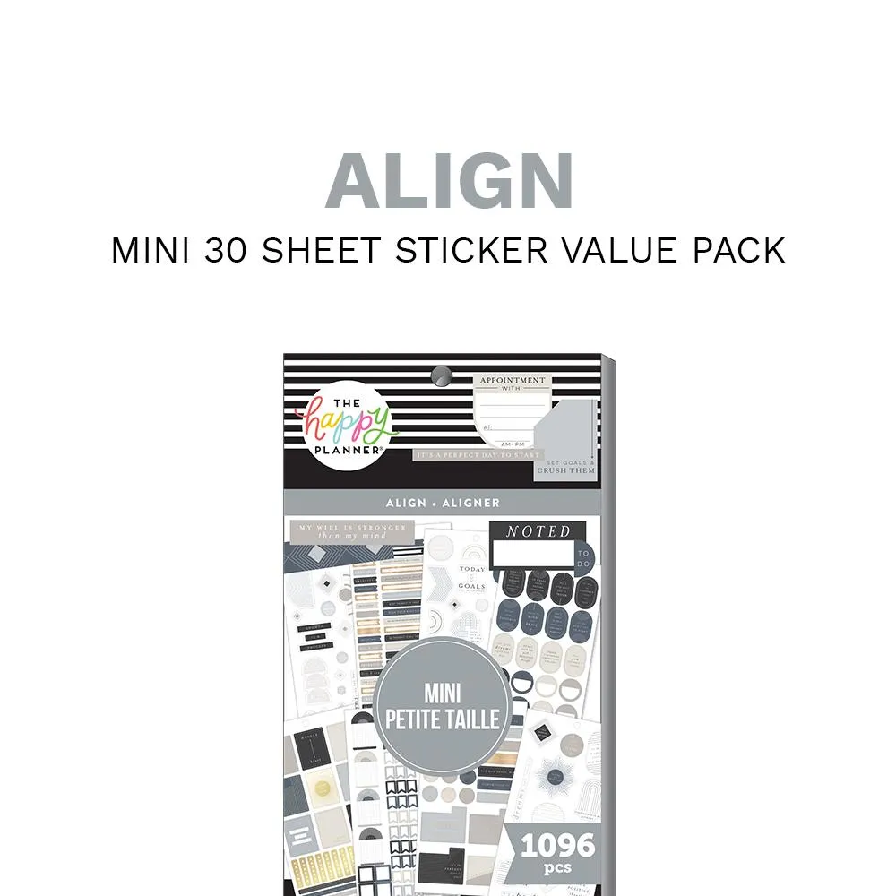 Happy Planner Align stickers Mini 30 planches 1096 pièces
