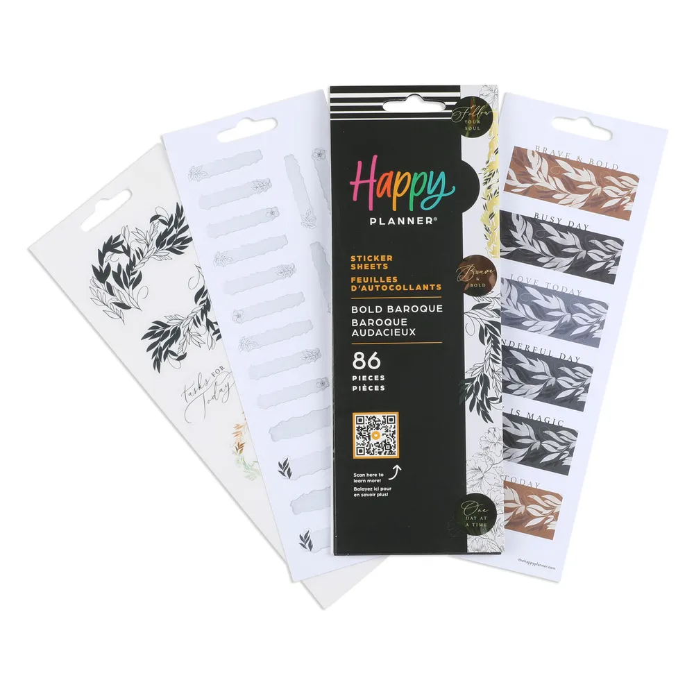 Happy Planner Bold Baroque stickers 8 feuilles 86 pièces
