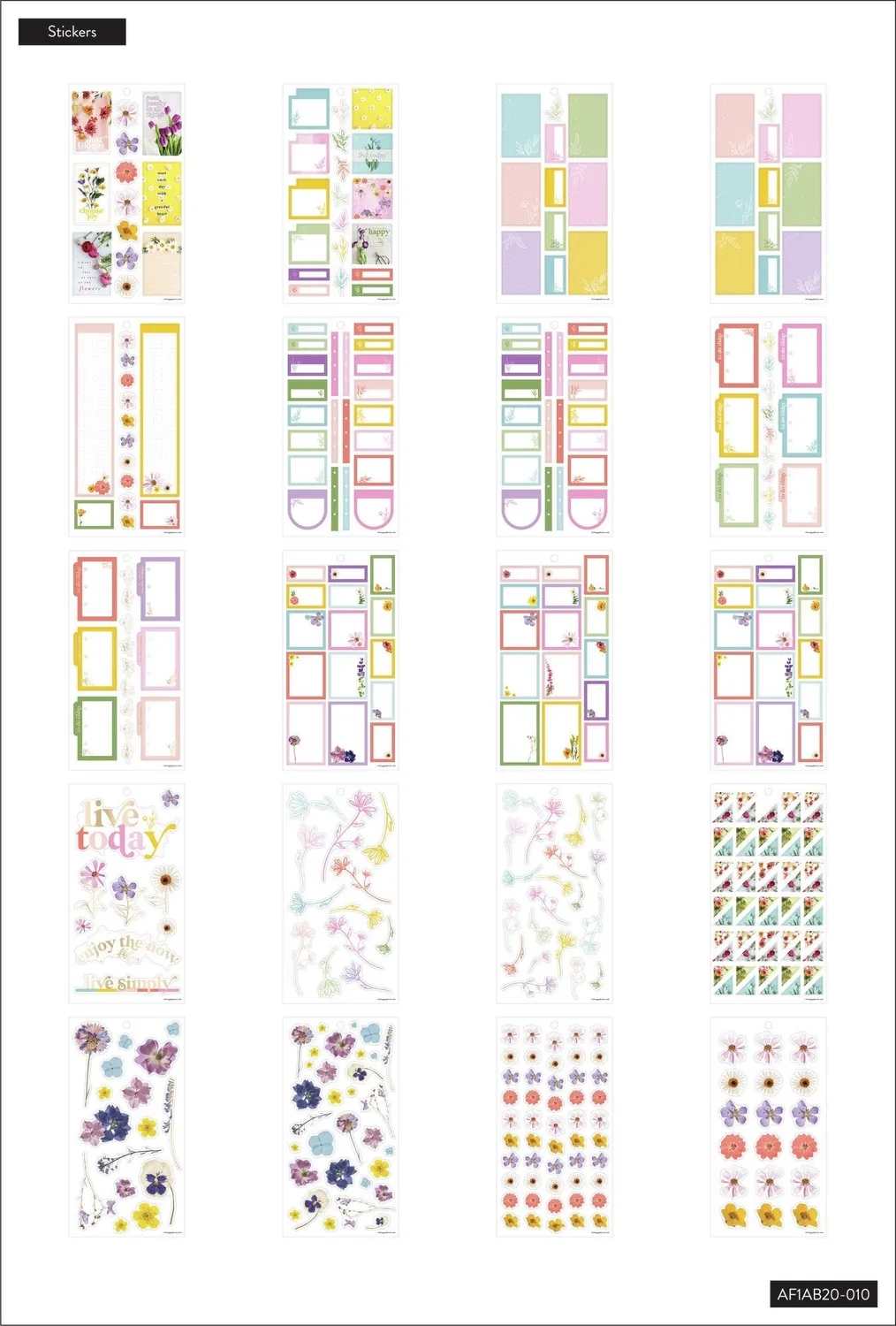 Happy Planner Pressed Florals accessoires 403 stickers fleurs