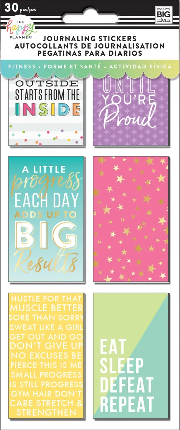 Happy Planner Journaling Flip Fitness stickers sport 30 pièces
