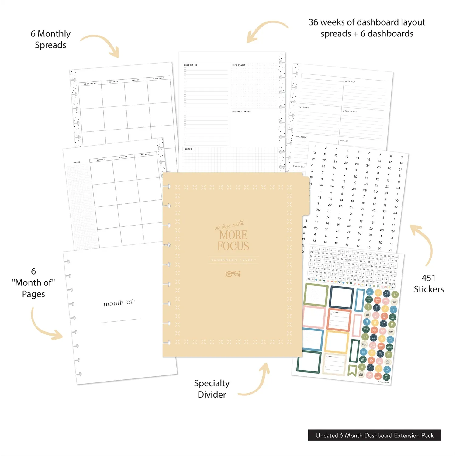 Happy Planner Dashboard extension non datée Classic 6 mois